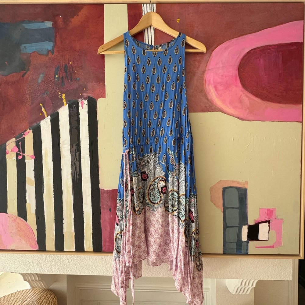 Free People Blue and Pink Asymmetrical Sundress